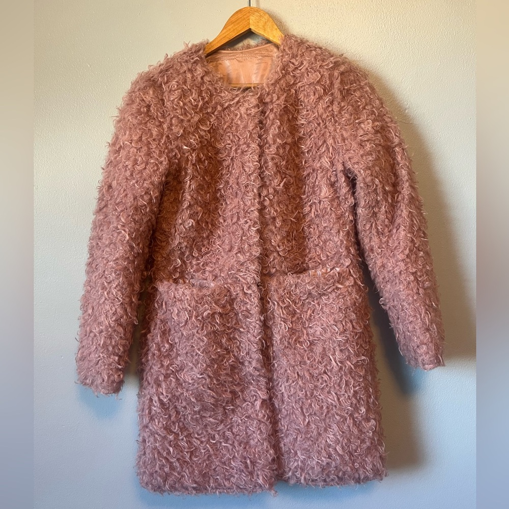 Via Spiga Reversible pink faux fur coat
